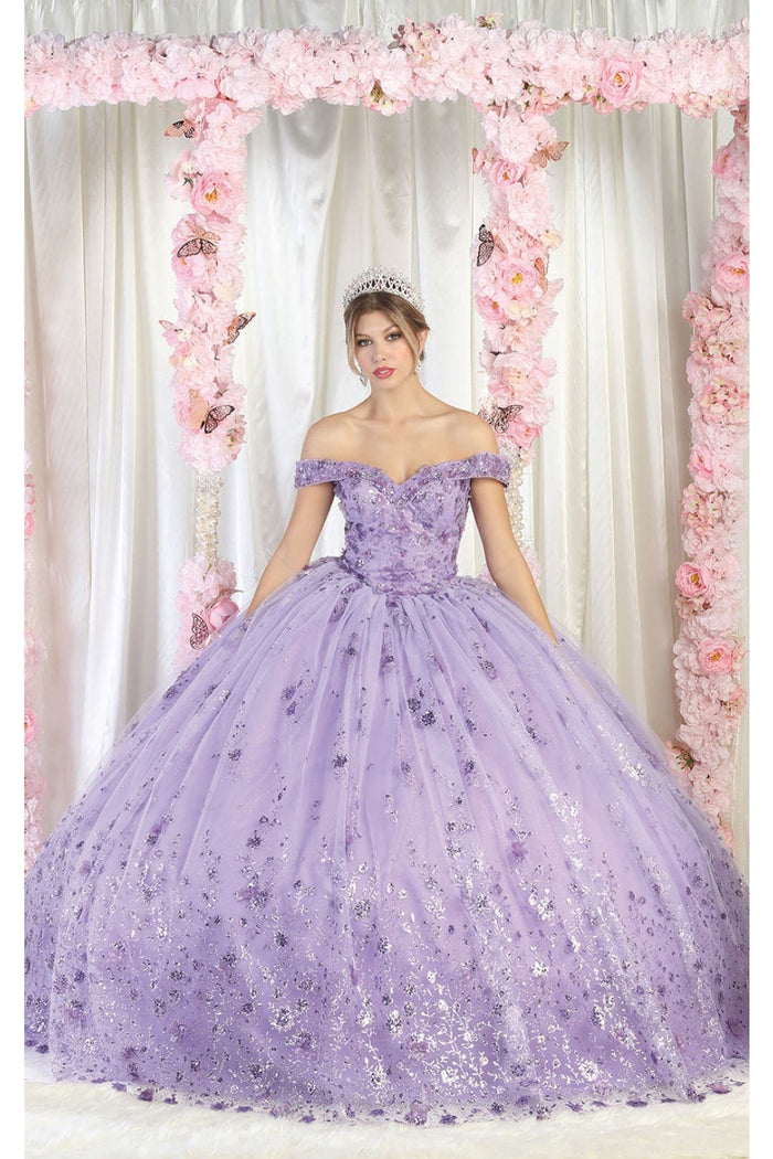 Quinceanera Dress Ball Gown W/ Cape 3D Floral Mesh by Layla K LK202
