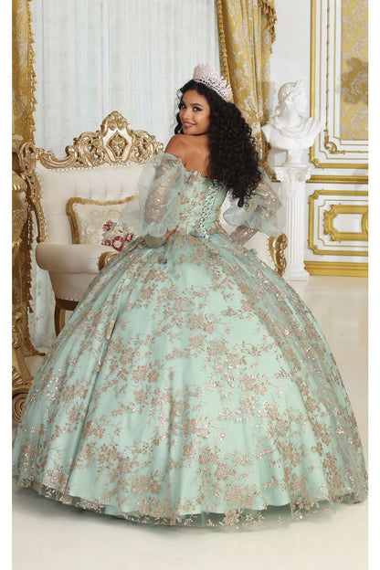 LA Merchandise LA206 Off Shoulder Puff Sleeves Quinceanera Ball Gown - Dress