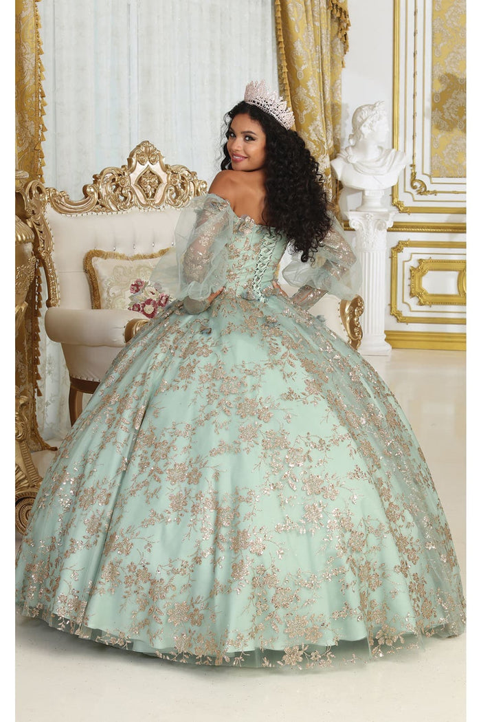Layla K LK206 Sparkling Off Shoulder Puff Sleeves Quince Ball Gown