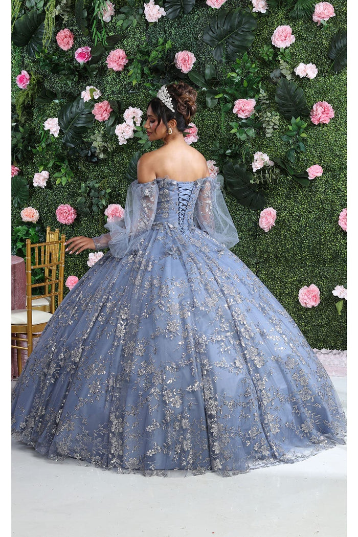 Layla K LK206 Sparkling Off Shoulder Puff Sleeves Quince Ball Gown
