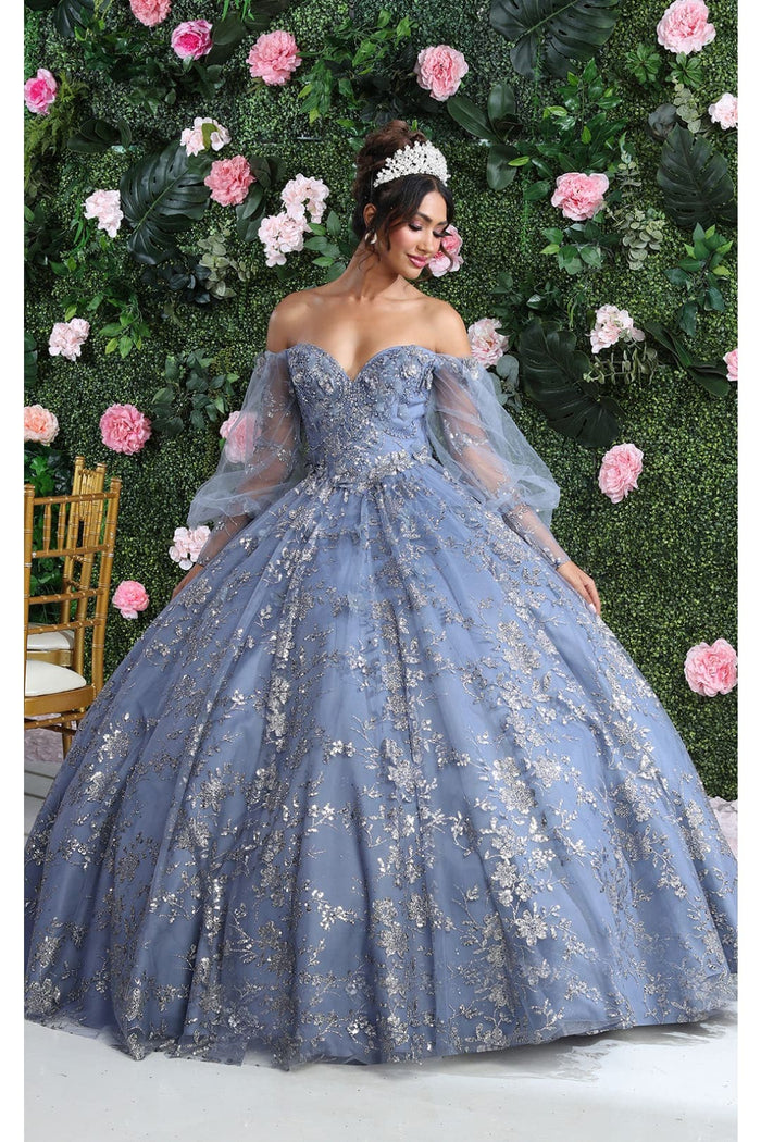 Layla K LK206 Sparkling Off Shoulder Puff Sleeves Quince Ball Gown