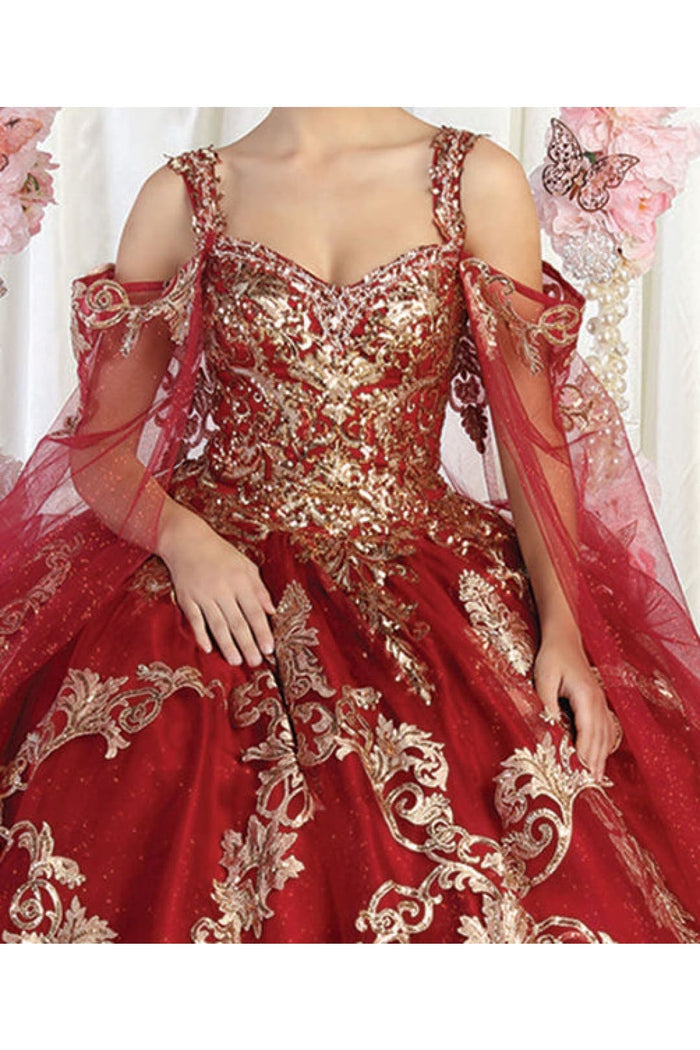 Layla K LK210 Quinceanera Gown with Cape Sleeve
