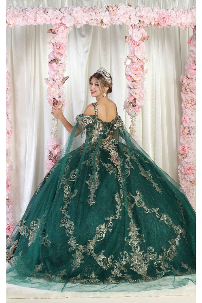 Layla K LK210 Quinceanera Gown with Cape Sleeve