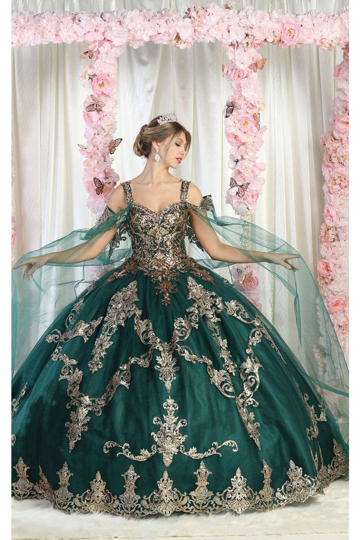 Layla K LK210 Quinceanera Gown with Cape Sleeve