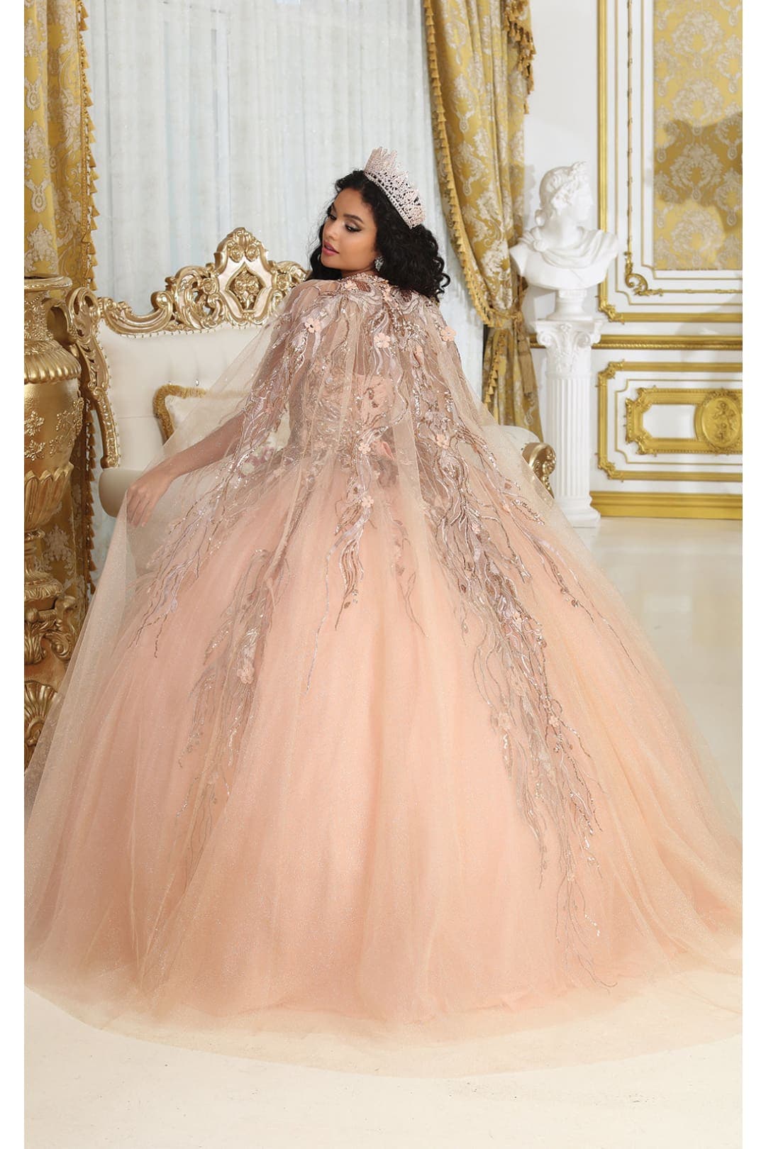 Layla K LK212 Halter Embroidery Detachable Cape Quinceanera Ball Gown