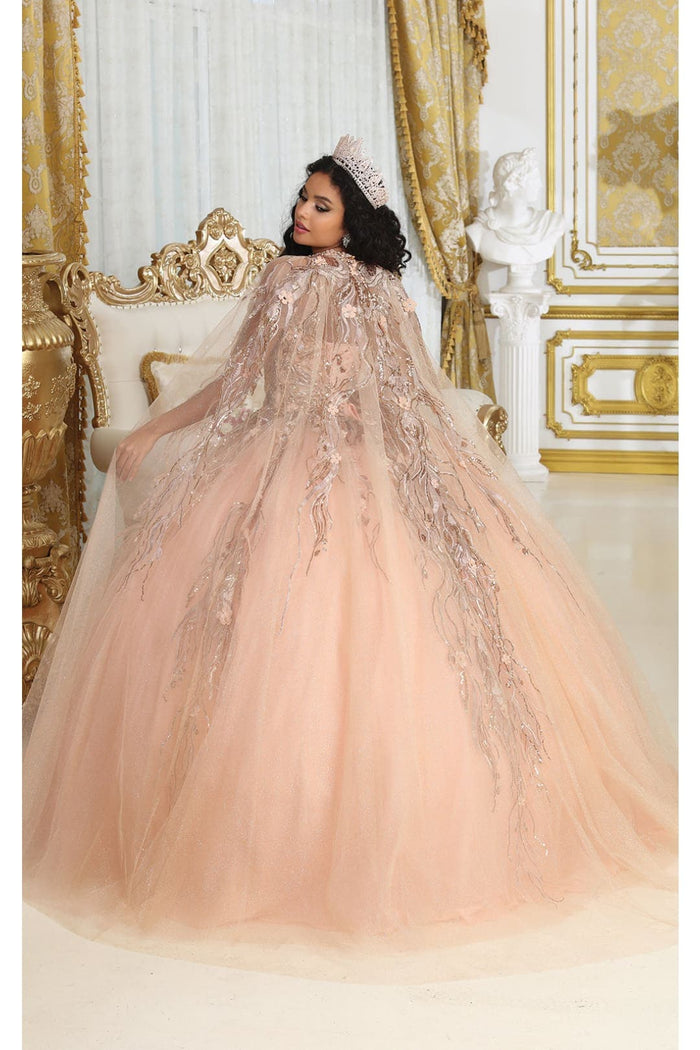 Layla K LK212 Halter Embroidery Detachable Cape Quinceanera Ball Gown