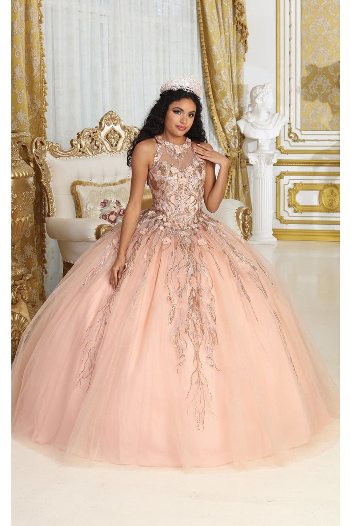 Layla K LK212 Halter Embroidery Detachable Cape Quinceanera Ball Gown