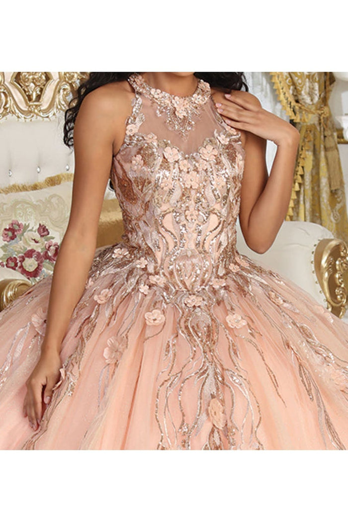 Layla K LK212 Halter Embroidery Detachable Cape Quinceanera Ball Gown