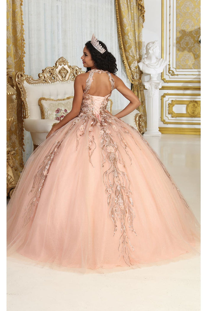Layla K LK212 Halter Embroidery Detachable Cape Quinceanera Ball Gown