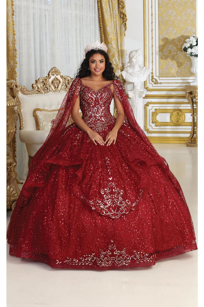 Plus Size Ball Gown in Burgundy | Formal Quinceanera Dress by LK218