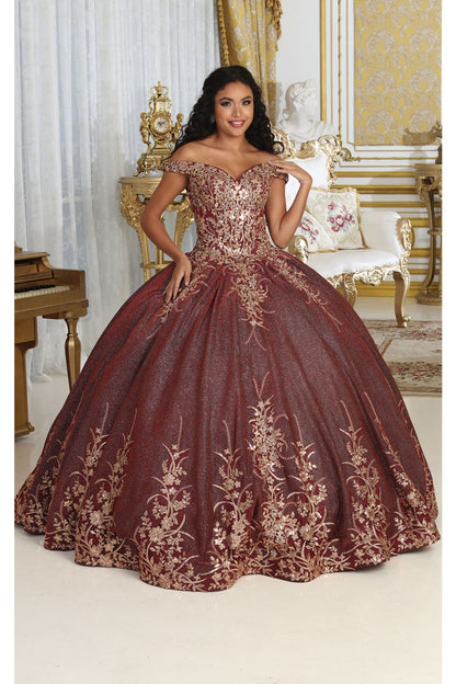 Plus Size Ball Gown in Burgundy | Formal Quinceanera Dress by LK220