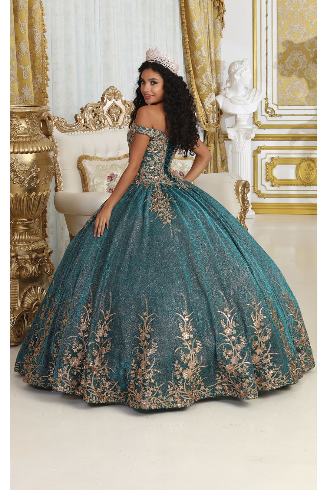 Layla K LK220 Off Shoulder Sparkling Lace Up Quinceanera Ball Gown - Dress