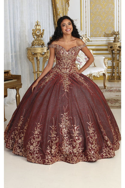 Plus Size Ball Gown in Burgundy | Formal Quinceanera Dress by LK220