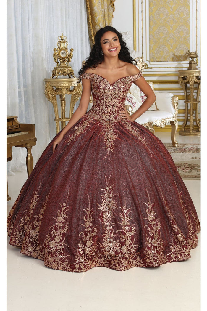Plus Size Ball Gown in Burgundy | Formal Quinceanera Dress by LK220