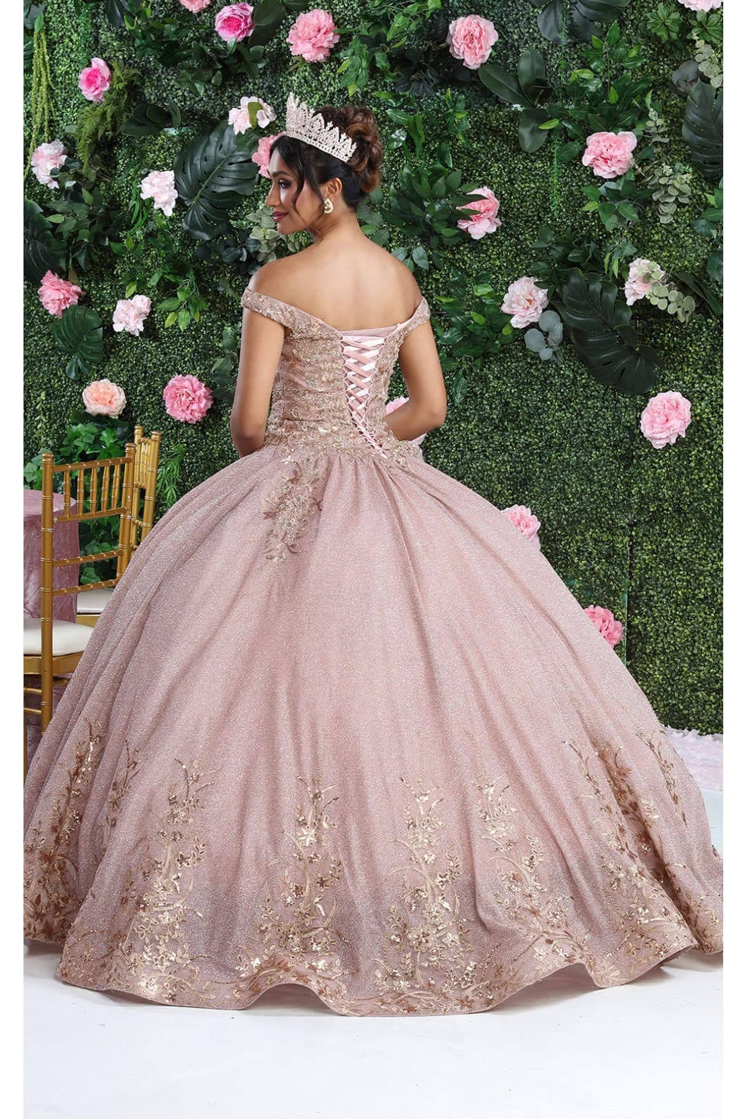 Layla K LK220 Off Shoulder Sparkling Lace Up Quinceanera Ball Gown - Dress