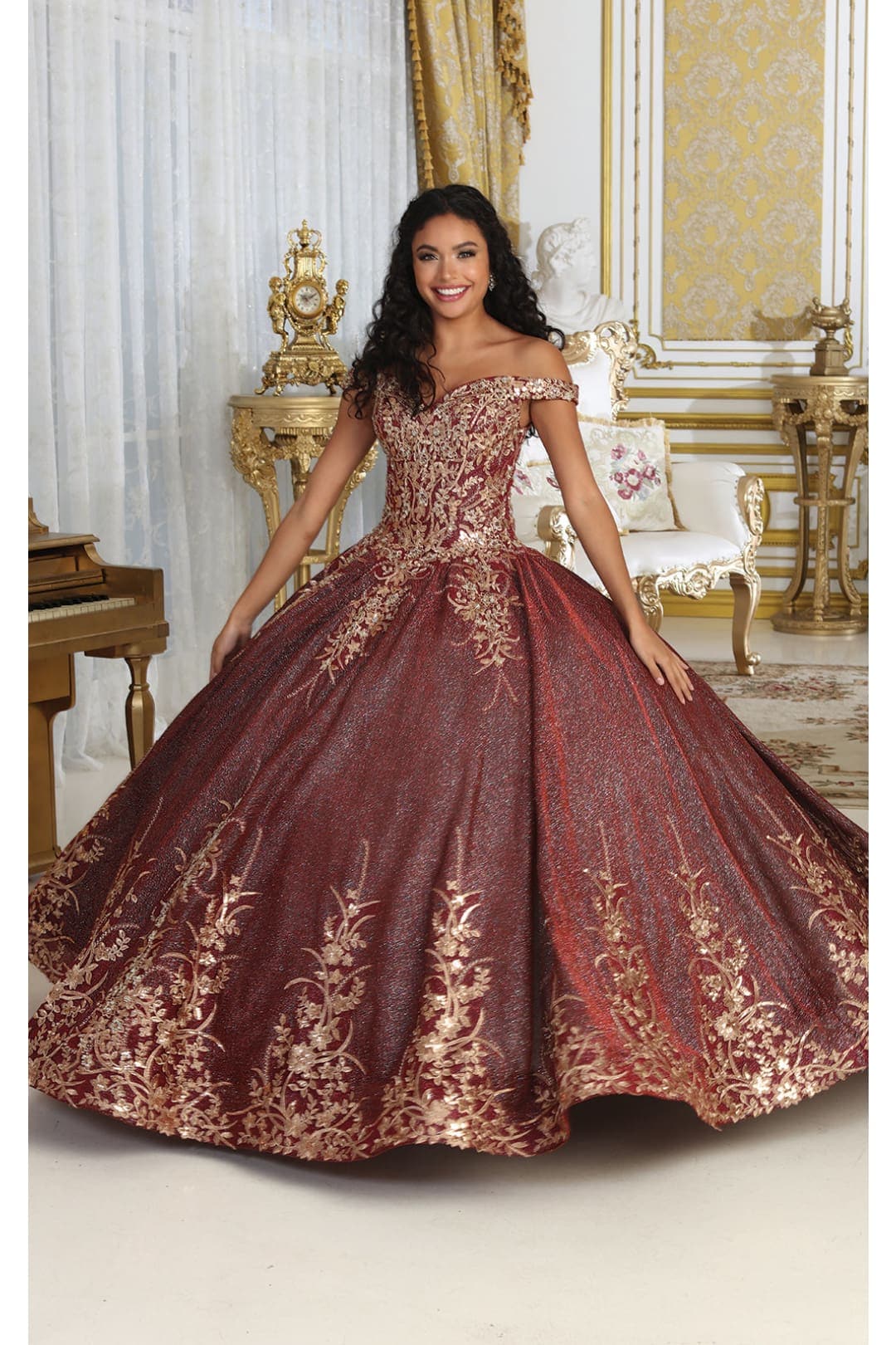 Layla K LK220 Off Shoulder Sparkling Lace Up Quinceanera Ball Gown - Dress
