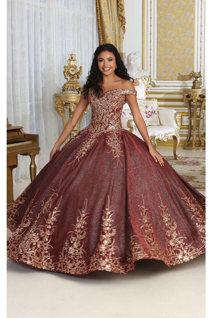 Plus Size Ball Gown in Burgundy | Formal Quinceanera Dress by LK220