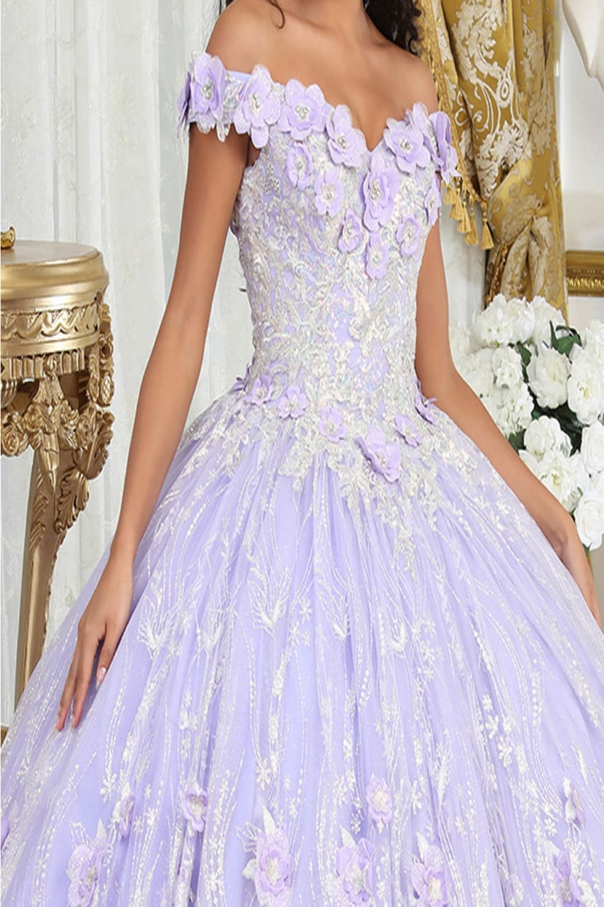Layla K LK225 Off-Shoulder Beaded Floral Ball Gown - Dress