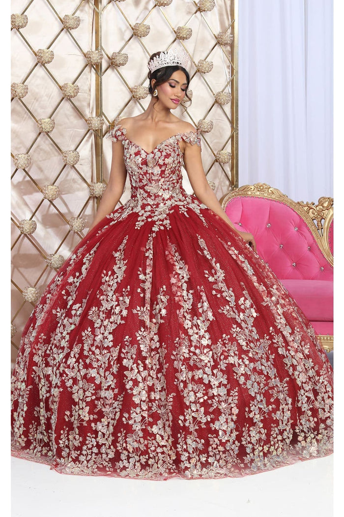 Layla K LK228 Off Shoulder Butterfly Embroidery Quinceanera Ball Gown