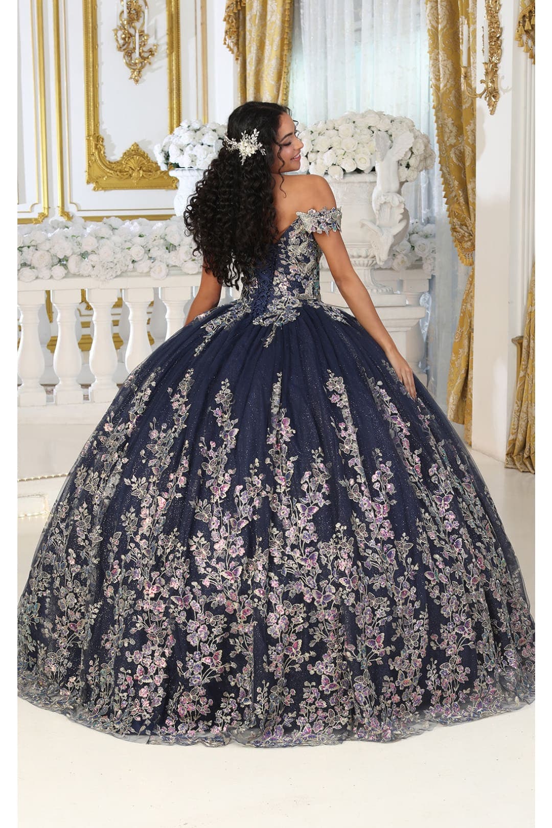 Layla K LK228 Off Shoulder Butterfly Embroidery Quinceanera Ball Gown