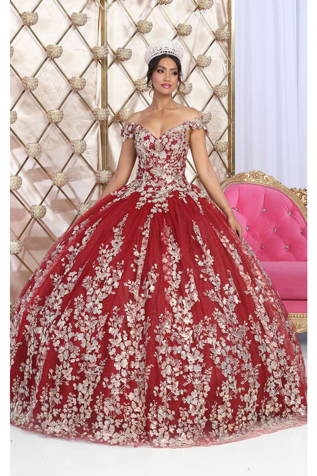 Layla K LK228 Off Shoulder Butterfly Embroidery Quinceanera Ball Gown - Dress