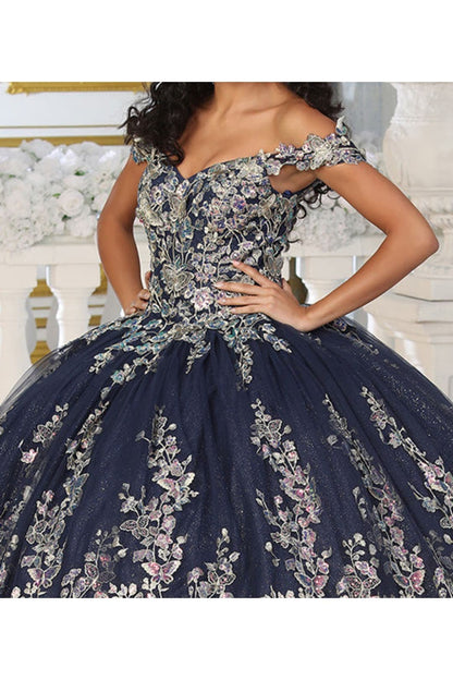 Layla K LK228 Off Shoulder Butterfly Embroidery Quinceanera Ball Gown - Dress