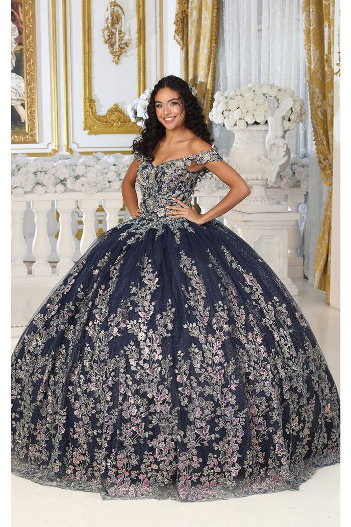 Layla K LK228 Off Shoulder Butterfly Embroidery Quinceanera Ball Gown