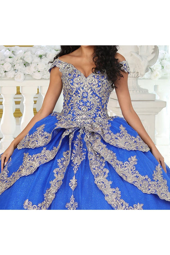 Layla K LK234 Glitter Mesh Embroidered Off Shoulder Ball Gown