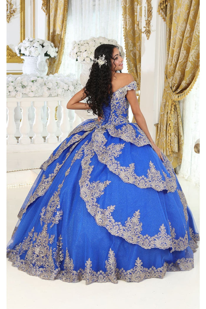 Layla K LK234 Glitter Mesh Embroidered Off Shoulder Ball Gown