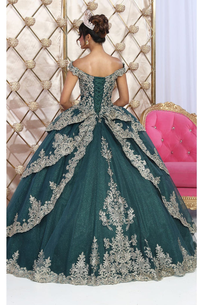 Layla K LK234 Glitter Mesh Embroidered Off Shoulder Ball Gown