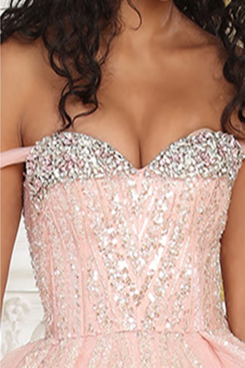 Layla K LK238 Beaded Blush Corset Back Quinceanera Gown - Dress