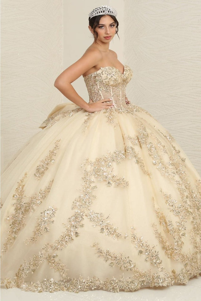 Layla K LK251 Sweetheart Embroidered Cape Quinceanera Ball Gown