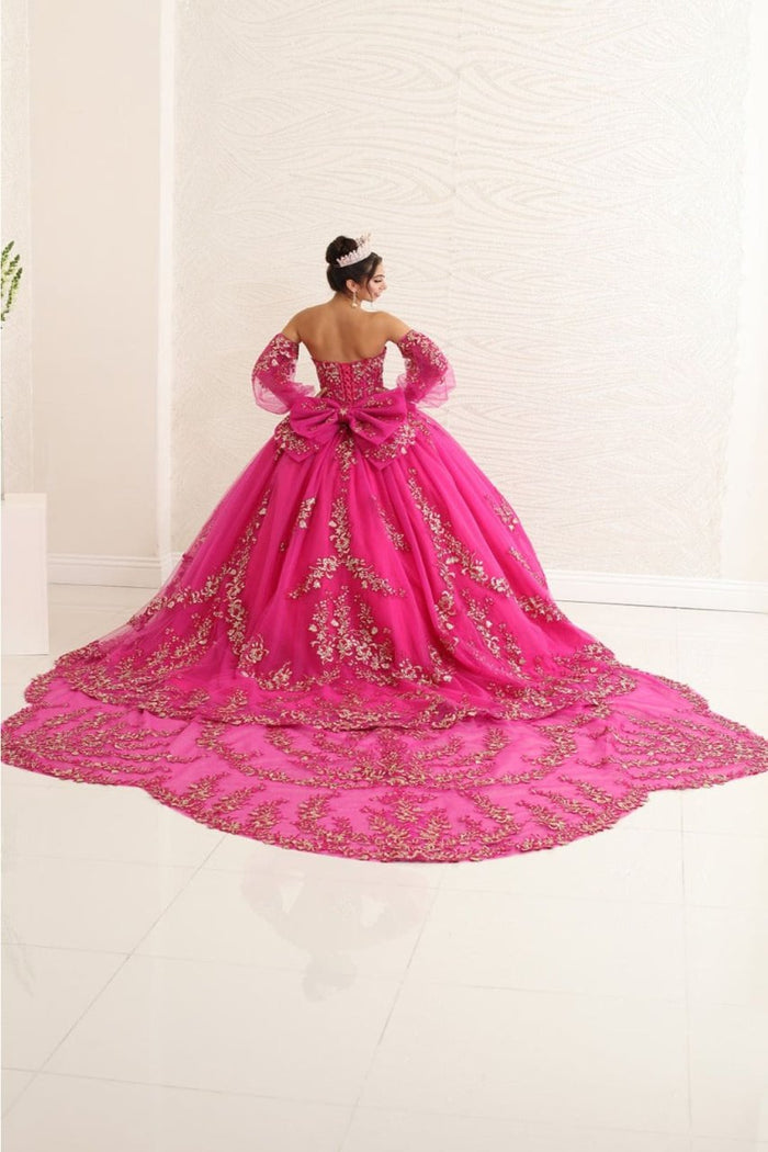 Layla K LK251 Sweetheart Embroidered Cape Quinceanera Ball Gown