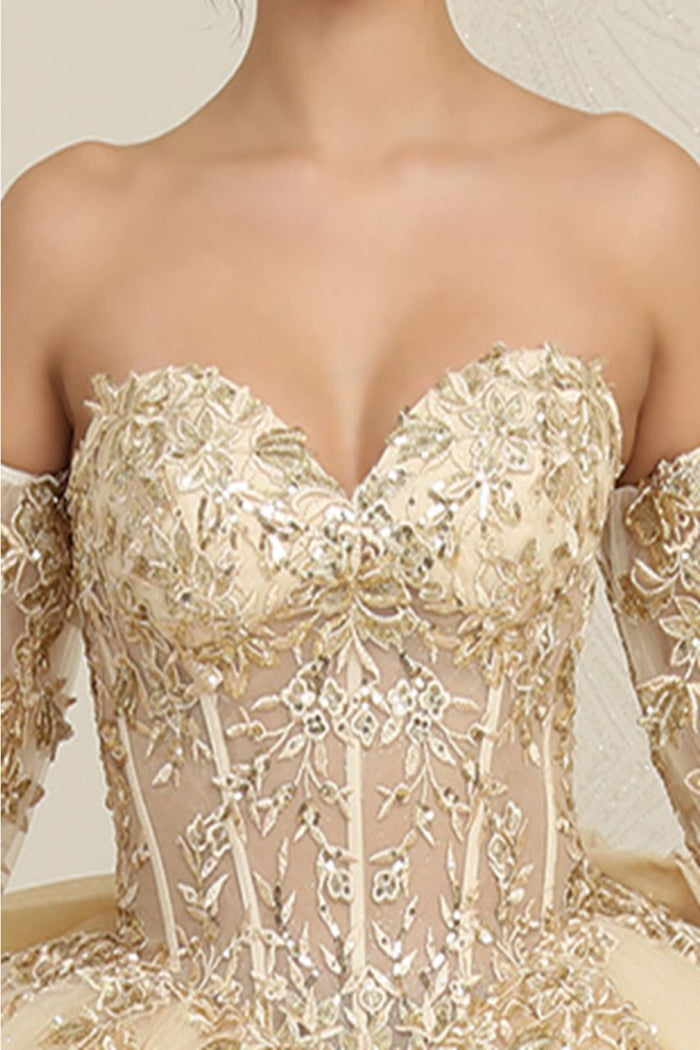 Layla K LK251 Sweetheart Embroidered Cape Quinceanera Ball Gown