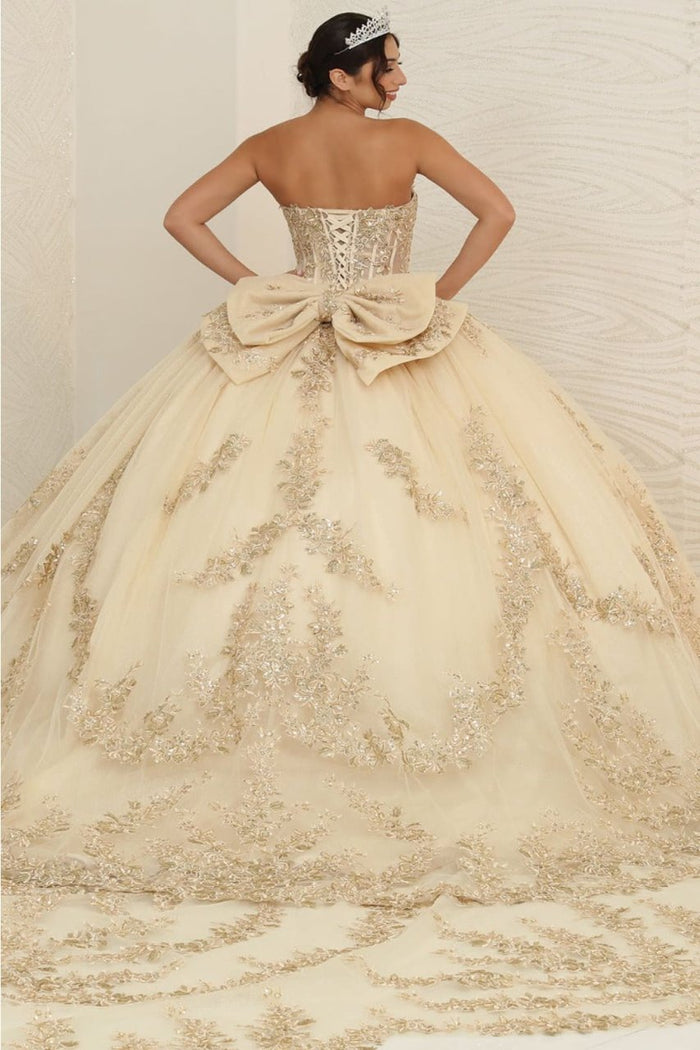 Layla K LK251 Sweetheart Embroidered Cape Quinceanera Ball Gown