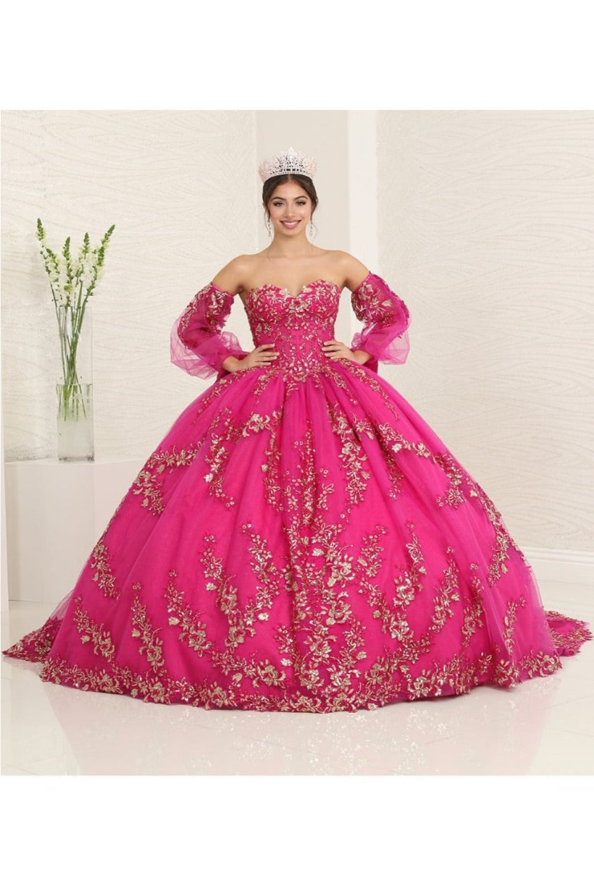 Layla K LK251 Sweetheart Embroidered Cape Quinceanera Ball Gown