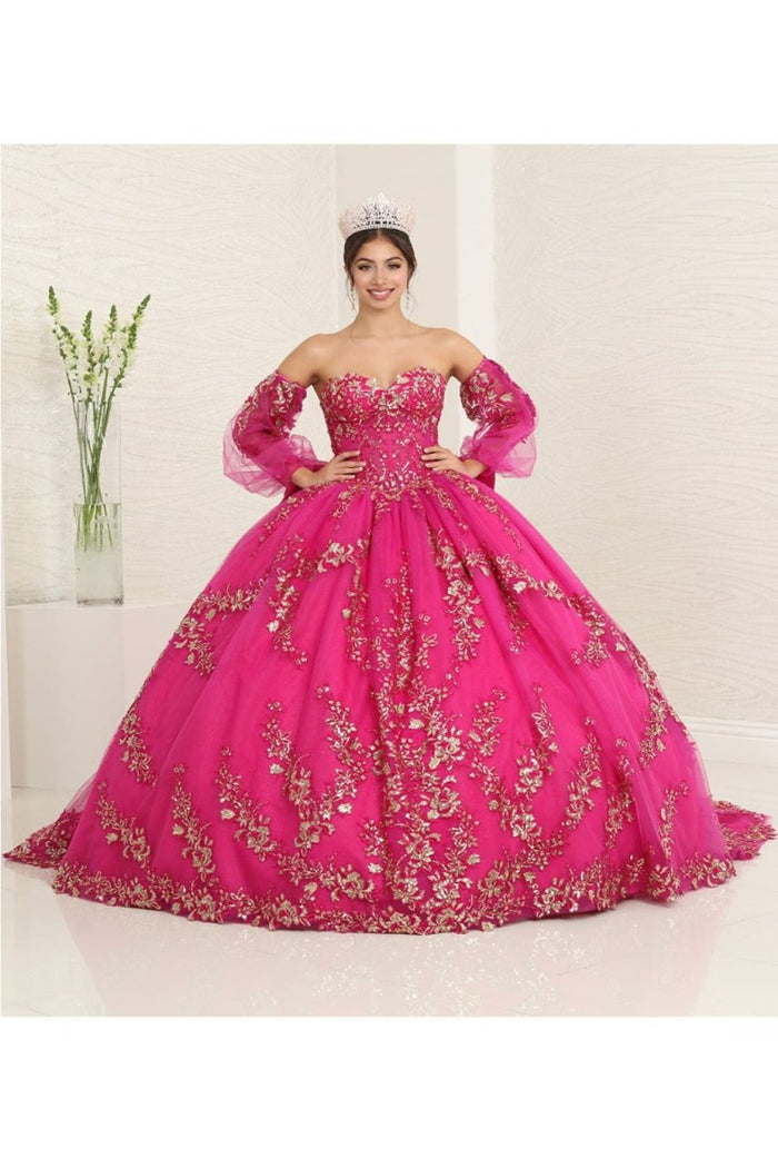 Layla K LK251 Sweetheart Embroidered Cape Quinceanera Ball Gown