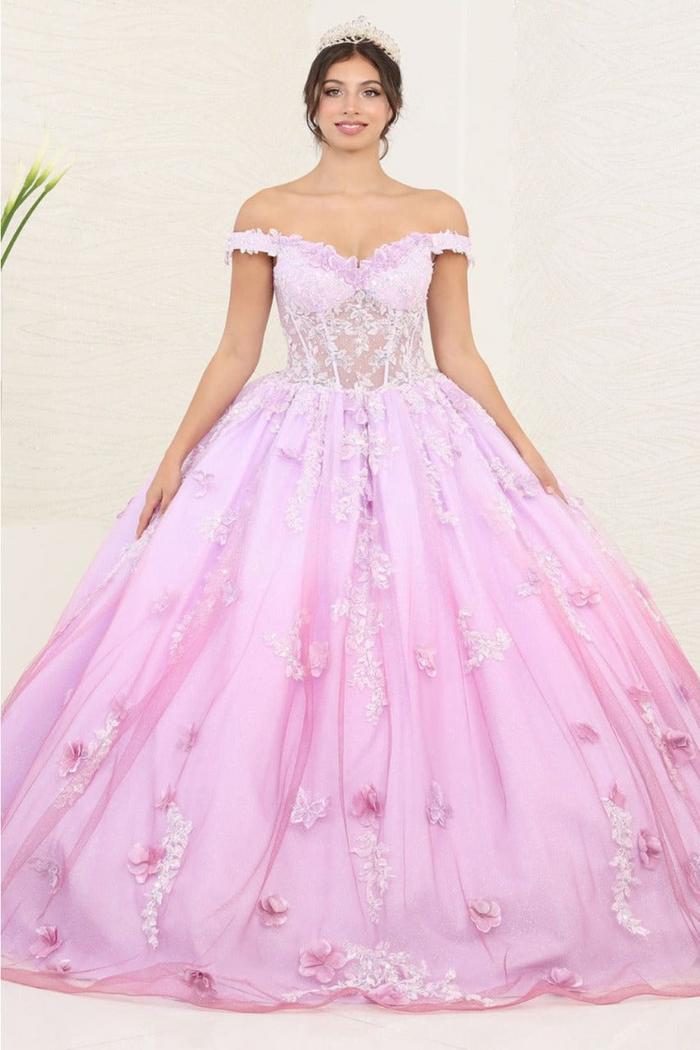 Layla K LK254 Off-Shoulder Glitter Embellished Lilac Quince Ball Gown