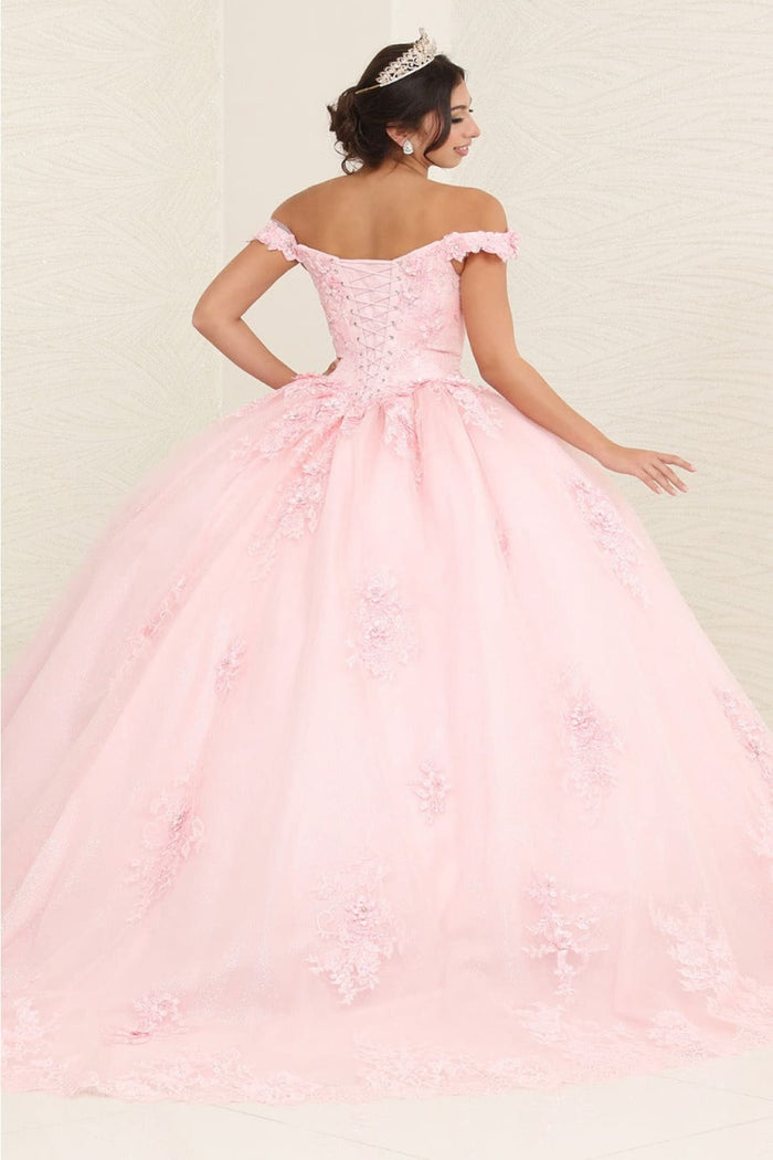 Layla K LK260 Floral Glitter Quinceanera Off-Shoulder Sweet 16 Ball Gown