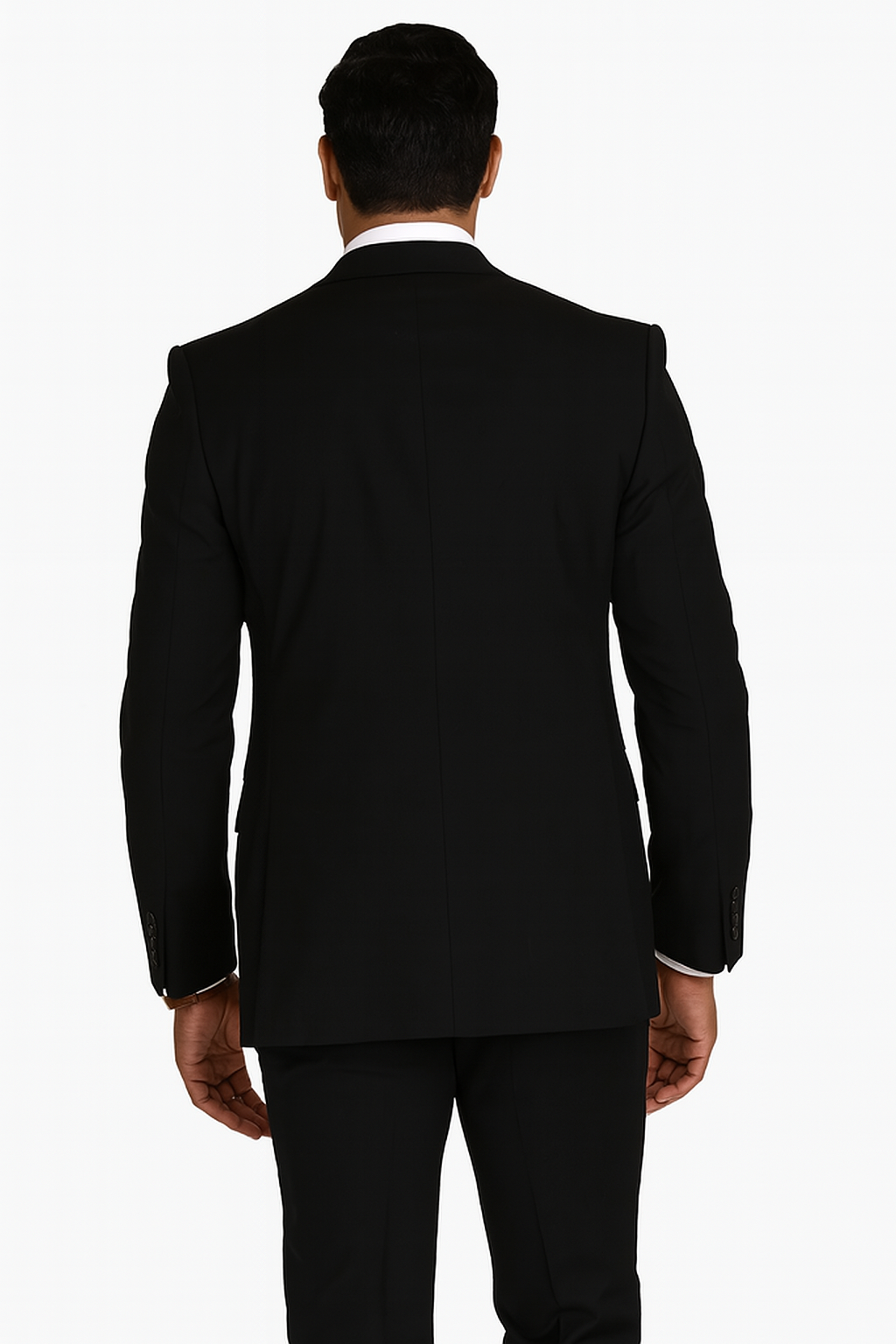 Mens 2 Button Slim Fit Wool Suit With Double Breasted Vest in Black