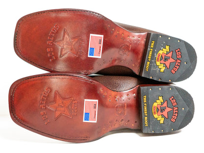Los Altos Men's Boot Wide Square Toe Rage Walnut Leather Sole - Rage Walnut