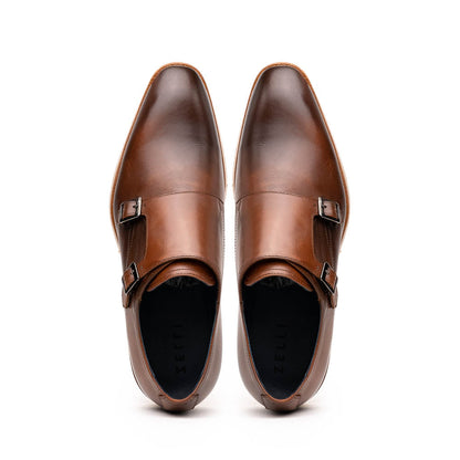 Zelli Legerra Calfskin Double Monkstrap Shoes Brown (55-103-BRN)
