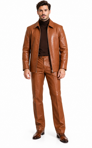 Leisure Suit Rust Crocodile Print Vegan Leather BP6793