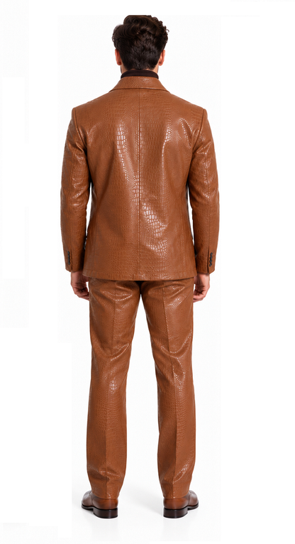 Leisure Suit Rust Crocodile Print Vegan Leather BP6793