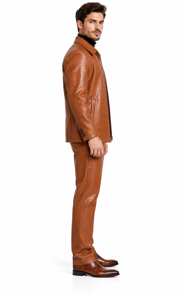 Leisure Suit Rust Crocodile Print Vegan Leather BP6793