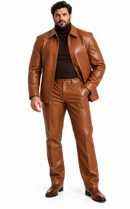Leisure Suit Rust Crocodile Print Vegan Leather BP6793