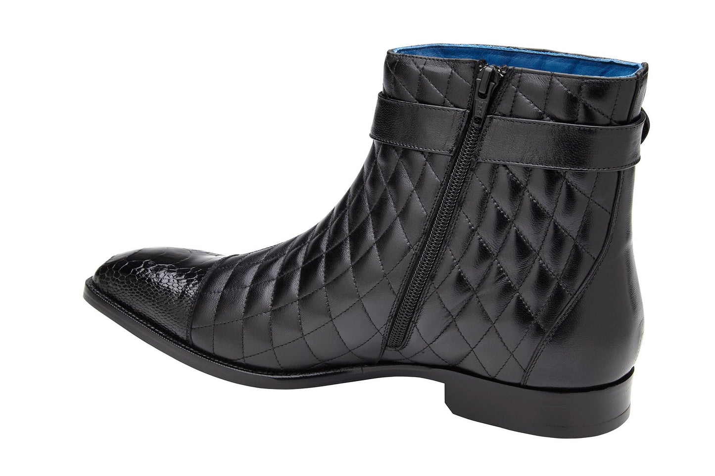 Belvedere Libero Black Genuine Ostrich Leather Shoe