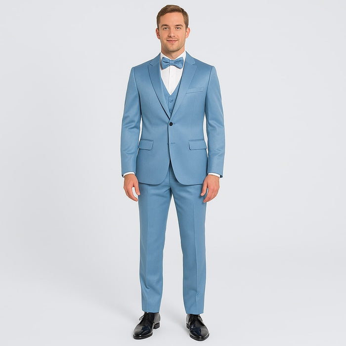 Light Blue Satin Tuxedo Set  4-Piece Formal Look for Weddings & Proms