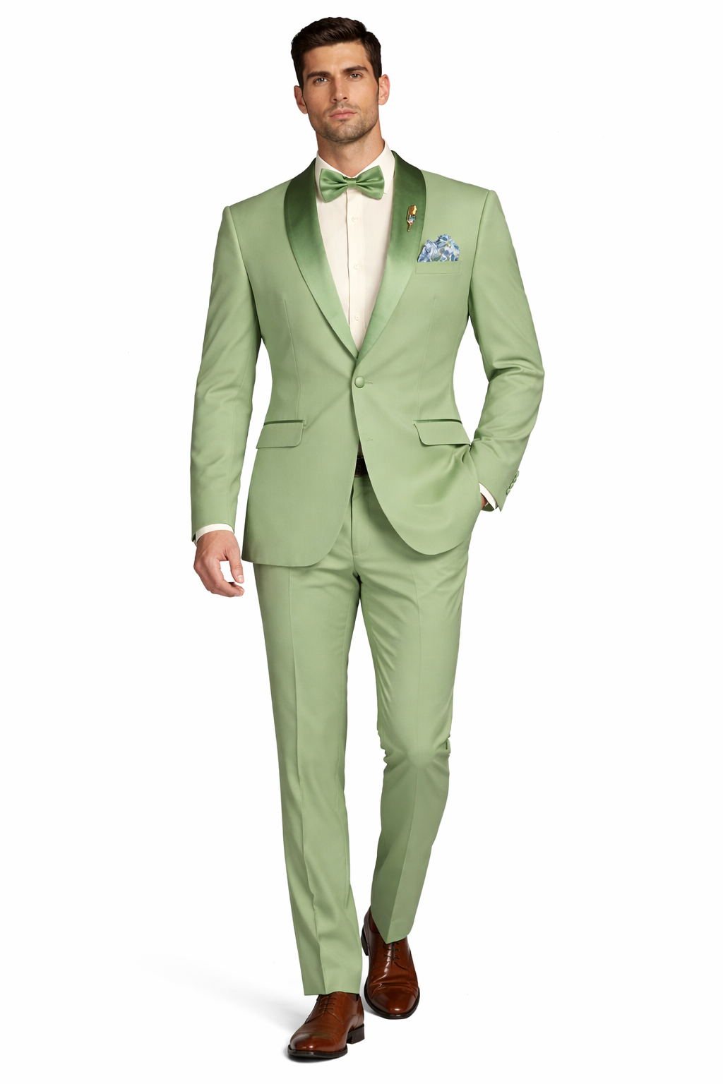 Light Green Tuxedo Suit for Men  Satin Lapel Wedding and Prom Suit in Color Sage Green Tuxedo
