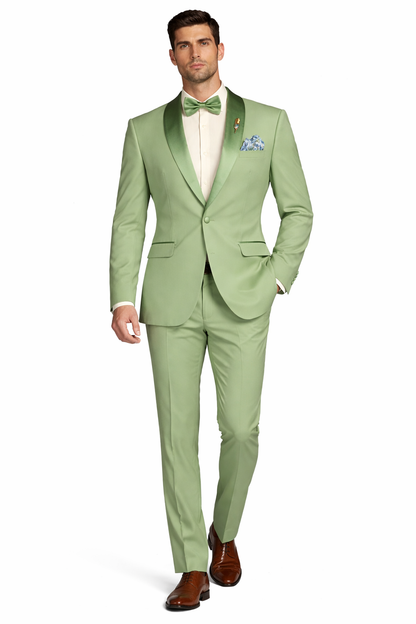 Light Green Tuxedo Suit for Men  Satin Lapel Wedding and Prom Suit in Color Sage Green Tuxedo